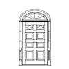 2-lite decorative over 6-panel door with narrow columns and elliptical transom
Unit Dimension 48" x 101-1/2"
Door Dimension 48" x 80"
Panels - raised
Glazing - Decorative